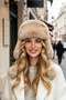 Women's Plush Winter Fur Pilot Beanie Russian Hat with Pompom and Earmuffs - 4