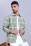 Mens Green Checked Regular Fit Cotton Shirt - 2