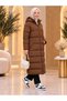 Hooded Lined Inflatable Long Coat Suitable for Women's Hijab Wear