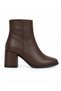 Brown Thick Heel Classic Zippered Boots - 2