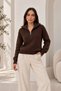 Women's Knitwear Sweater Zipper Collar Long Sleeve Ribbed Drop Shoulder Knitted Sweater - 2