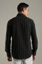 Mens Black Striped Regular Fit Cotton Shirt - 2