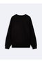 Regular Fit Sign Printed Crew Neck Black Sweatshirt - 3