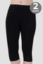 Delux Series Women's Below Knee Capri Length Combed Cotton Tights Black 2'Li Package Basic Fashion Casual