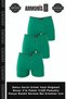 Delux Series Men's Green Buttoned Boxer 3-Piece Package %100 Cotton Combed Colorful Normal for Men