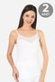 Premium Daily Wear White 2-Piece Women's Tulle Strap Tank Top Cotton Lycra