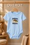Dad Written Baby Bodysuit Shoes Printed Blue Short Sleeve Snap Fastener Body 6097