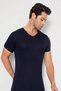 Special Series Underwear Breathable Sports T-Shirt Men's Navy Blue Bamboo T-Shirt V-Neck Short Sleeve Undershirt - 4