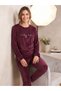Women's French Velvet Crew Neck Long Sleeve Printed Pajama Set