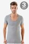 Special Edition Comfortable Summer Breathable Men's Gray Crew Neck Short Sleeve Undershirt T-Shirt 3-Pack - 2