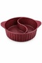 Two-Compartment Cooking and Serving Pot 32 cm 5.5 L Cast Granite with Glass Lid Claret Red - 2