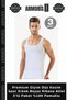 Premium Clothing Straight Cut Sports Men's White Ribbed Undershirt 3-Pack 100% Cotton