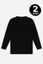 Special Production Simple Style School Underwear 2-Piece Boys' Black Long Sleeve Undershirt T-Shirt Badi - 2