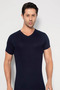 Special Series Underwear Breathable Sports T-Shirt Men's Navy Blue Bamboo T-Shirt V-Neck Short Sleeve Undershirt - 2