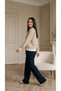 Women's Basic Brown Striped Long Sleeve Cotton Sweatshirt - 7