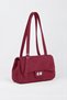 Women's Sapphire Burgundy Suede Flap Shoulder Bag with Lockable Adjustable Crossbody Strap and Back Pocket
