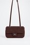 Women's Sapphire Brown Suede Flap Shoulder Bag with Lockable Adjustable Crossbody Strap and Back Pocket - 3