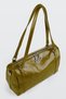 Women's Emerald Green Shiny Faux Leather Crossbody Zippered Lined Bowling Shoulder Bag