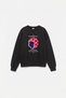 Oversize Sweatshirt Women's Black Crew Neck Helmet Printed Star Rider - 4