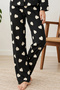 Women's Hearted Shirt Collar Black Pajama Set 4824 - 6