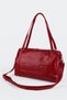 Women's Emerald Red Shiny Faux Leather Crossbody Zippered Lined Bowling Shoulder Bag - 5