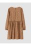 Lcw Kids Brown Printed Girl's Gabardine Dress with Nevavm Difference - 2
