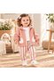 Baby Girl Duck Detailed Hooded Zippered 3-Piece Set Striped Pants and T-Shirt 9-12-18-24 Months - 2