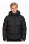 Men's Black Hooded Regular Fit Coat