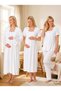 New Season Ecru Fisto Linen Detailed Short Sleeve Design 100% Cotton Maternity Nightgown Pajama Set with Breastfeeding Feature - 7