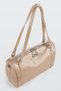 Women's Emerald Mink Shiny Faux Leather Crossbody Zippered Lined Bowling Shoulder Bag