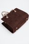 Women's Ladin Bitter Brown Suede Chain Handle 3-Compartment Cross Strap Lined Box Hand and Shoulder Bag - 5