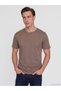 Peak New Season Brown Crew Neck Combed Cotton Men's T-Shirt