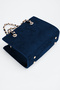 Women's Spruce Navy Blue Suede Chain Handle 3-Compartment Crossbody Lined Box Hand and Shoulder Bag - 6
