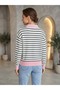 Women's Striped Polo Collar Half-Zip Knit Sweater - 3
