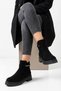 Nertes women's classic everyday ankle boots with side buckle - black suede - 3