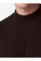 Ozmarka New Season Brown Turtleneck Patterned Men's Knitwear Sweater - 3