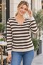 Striped Touch - Women's V-Neck Long Sleeve Slim Knitwear Blouse - 2