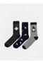 Rmz Gi̇yi̇m Farkiyla Embroidered Men's Socks 3-Piece Set