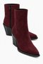 Wanise Women's Genuine Leather Cowboy Boots Burgundy Suede