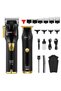 Hair Clippers for Men, Professional Cordless Rechargeable Barber Hair Cutting Kit with LED Display, T Liners Trimmer Set, Carbon Steel Blades, 1 Count, Black Gold Set