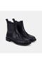 Women's Black Drawstring Toe Zippered Leather Boots