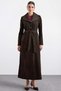 Soft Touch Large Size Overcoat with Handkerchief Collar Embroidery Detail Brown 6925 - 4