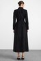 Soft Touch Large Size Overcoat with Handkerchief Collar Embroidery Detail Black 6925 - 6
