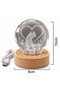 3D Led Lighted 360 °   Glass Globe with Rotating Bride and Groom Figures and Wooden Stand - Night Light - 3
