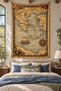 Ancient Greece Aegean Map Compass Vintage Digital Printed Stain Resistant Washable Fabric Wall Covering Wall Tapestry Decorative Tapestry