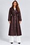 Burgundy Women's Belted Trinity Genuine Leather Trench Coat