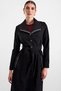 Soft Touch Large Size Overcoat with Handkerchief Collar Embroidery Detail Black 6925 - 2