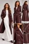 Burgundy Women's Belted Trinity Genuine Leather Trench Coat - 5