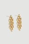 Knitted Look Dangle Earrings - Gold - 3