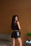 Siyah Sequin Şort - 4